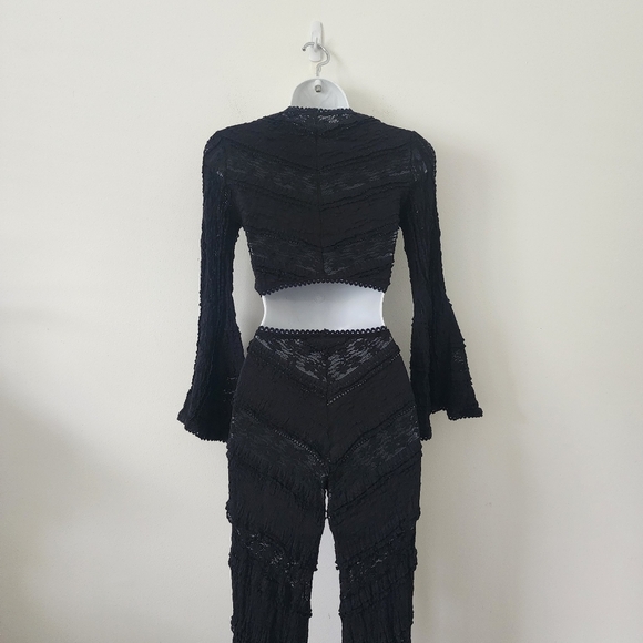 Charo Ruiz Ibiza galit paneled stretch-lace and gauze Black Pants Size Small - Picture 6 of 9